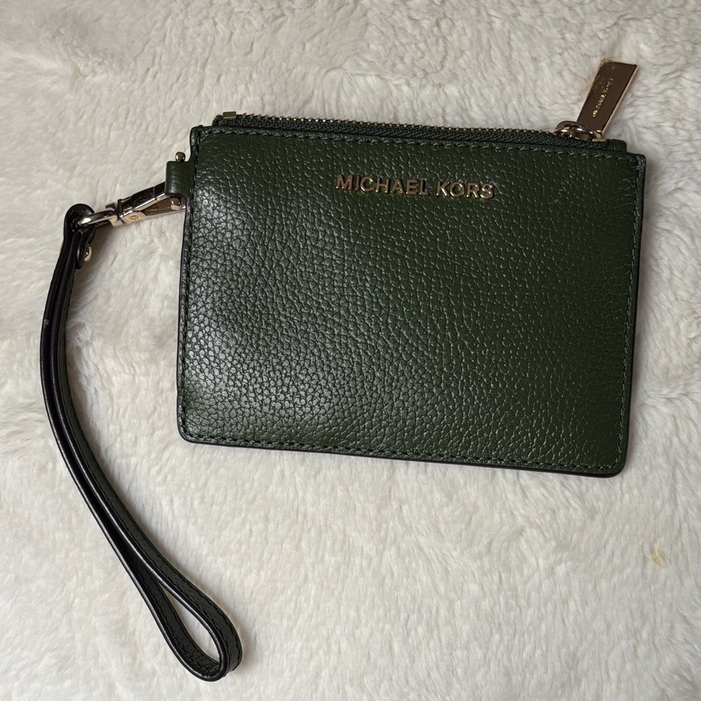 Michael Kors Forest Green Leather Wristlet